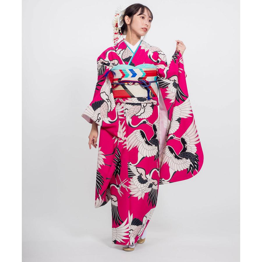対応身長150cm〜165cm】成人式レンタル振袖フルセット-916 レトロ