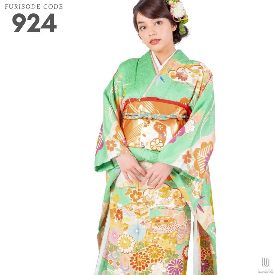 対応身長155cm〜170cm】成人式レンタル振袖フルセット-924 花柄 レトロ 