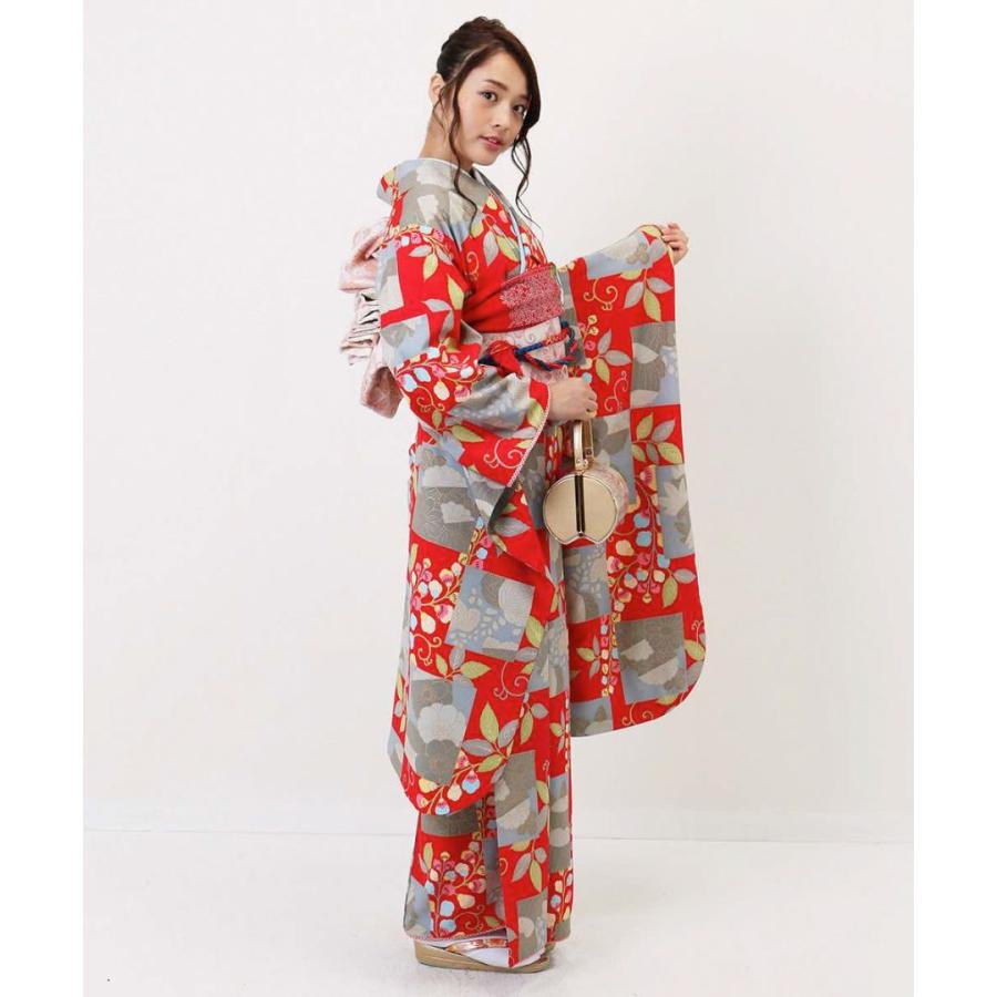 対応身長155cm〜170cm】成人式レンタル振袖フルセット-933 花柄 レトロ 