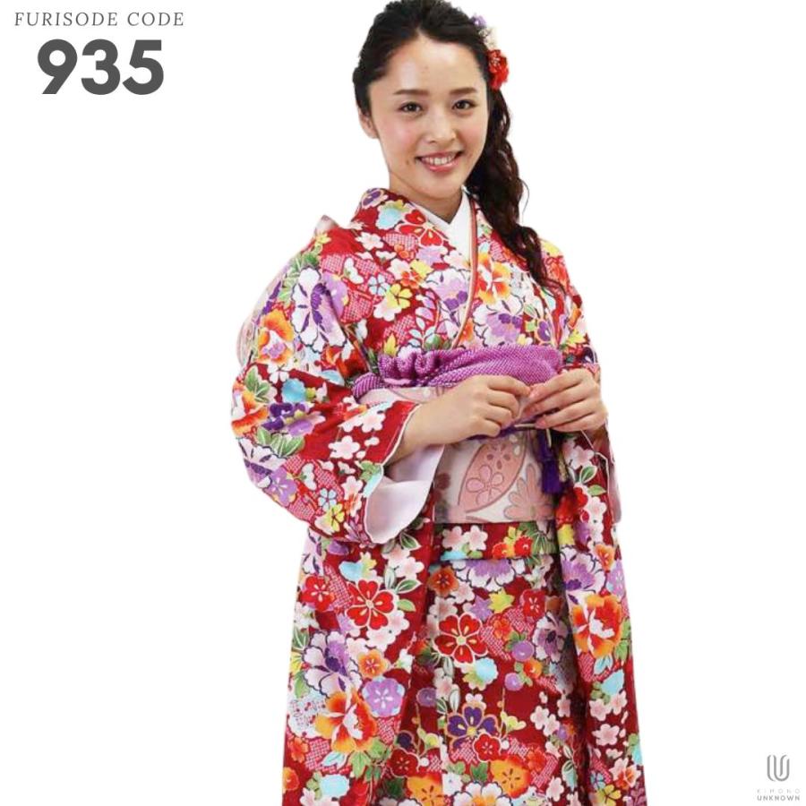 対応身長155cm〜170cm】成人式レンタル振袖フルセット-935 花柄 レトロ