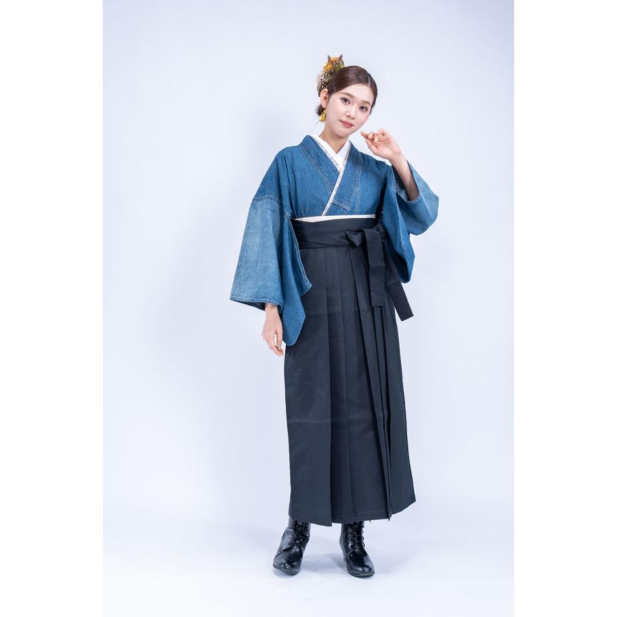 袴　レディース 袴 セット 卒業式 女性 4点セット「二尺袖：ストライプブーケグリーン