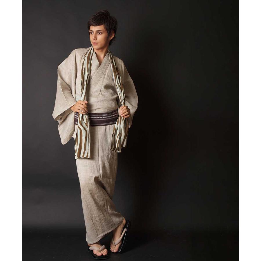 浴衣 メンズ/送料無料/浴衣/メンズ/浴衣+帯+下駄+腰紐/iks deux 本麻