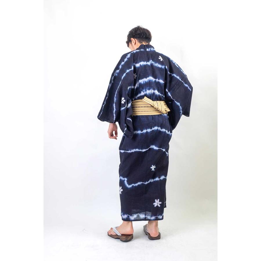 浴衣 メンズ/送料無料/浴衣+帯+下駄+腰紐/優華壇 絵羽絞り浴衣お仕立て上がりメンズ浴衣4点セットの画像