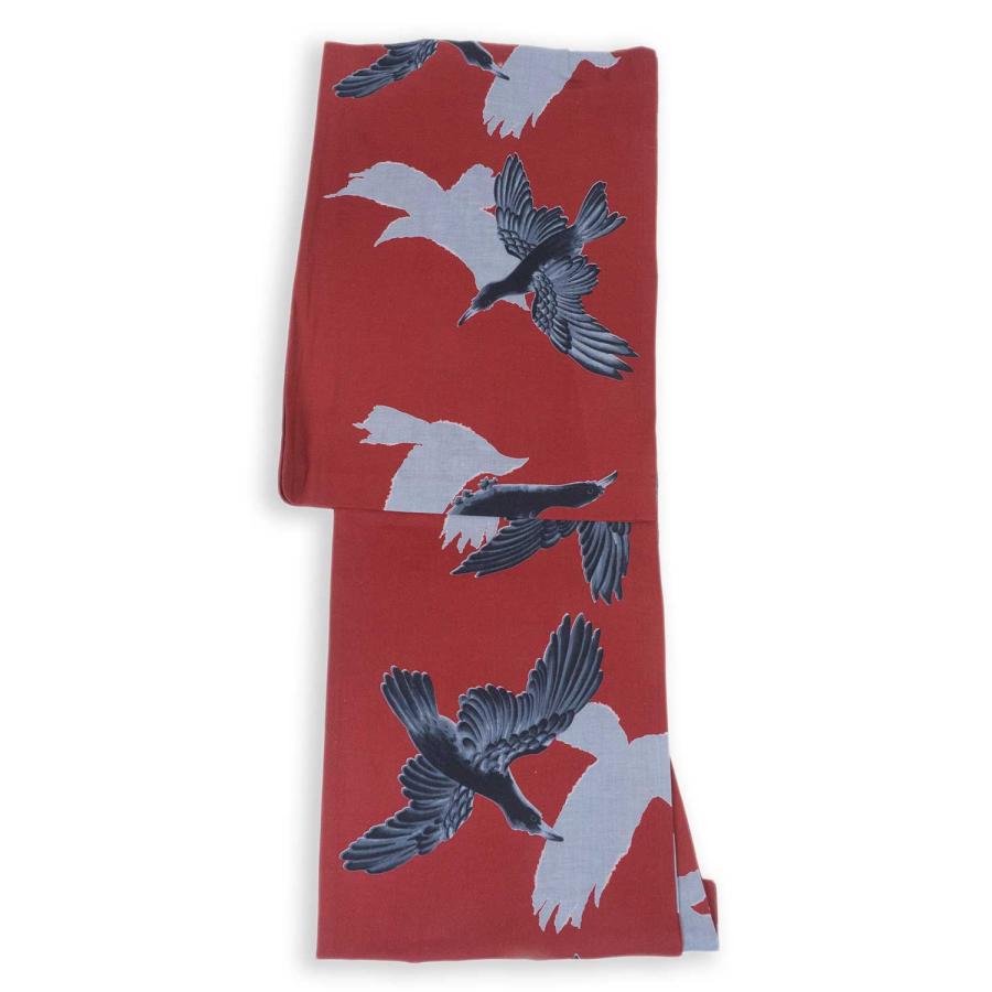 Ummm.重ね八咫烏浴衣 単品 女性用ゆかた【レディース浴衣 単品】 カラス 鳥柄 個性的 夏物 フリーサイズ レッド 赤 深紅の画像