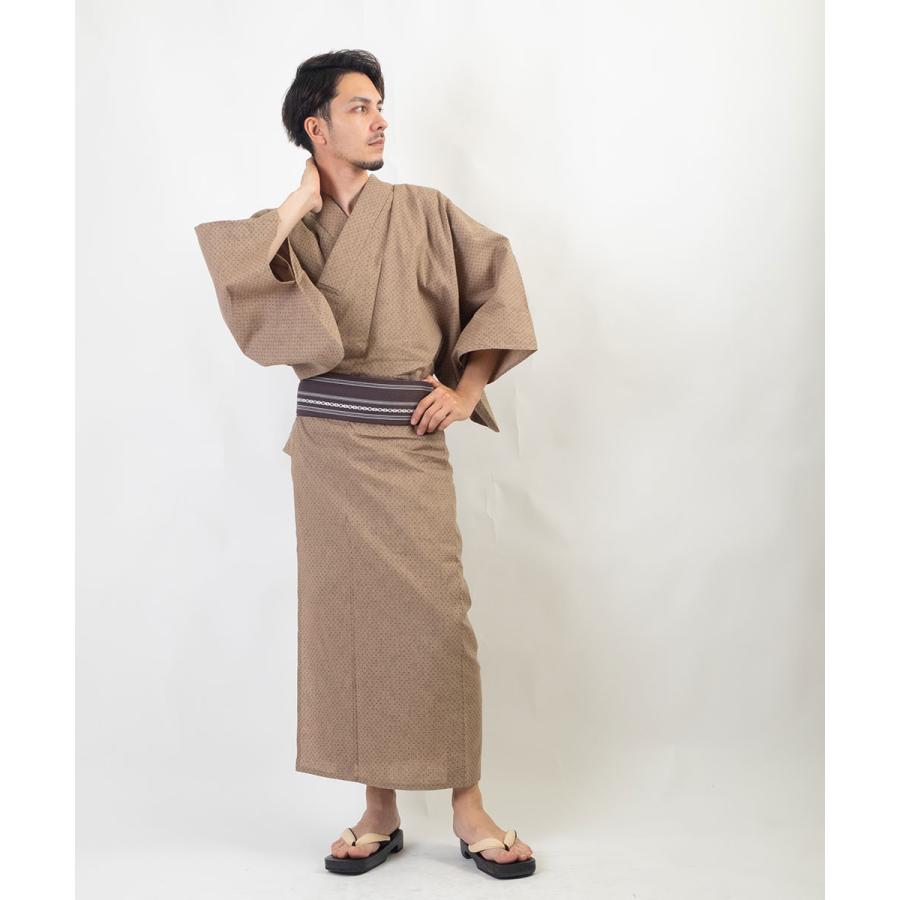 男浴衣セット/浴衣+帯+下駄+腰紐/IKS小絣メンズ浴衣/お仕立て上がり
