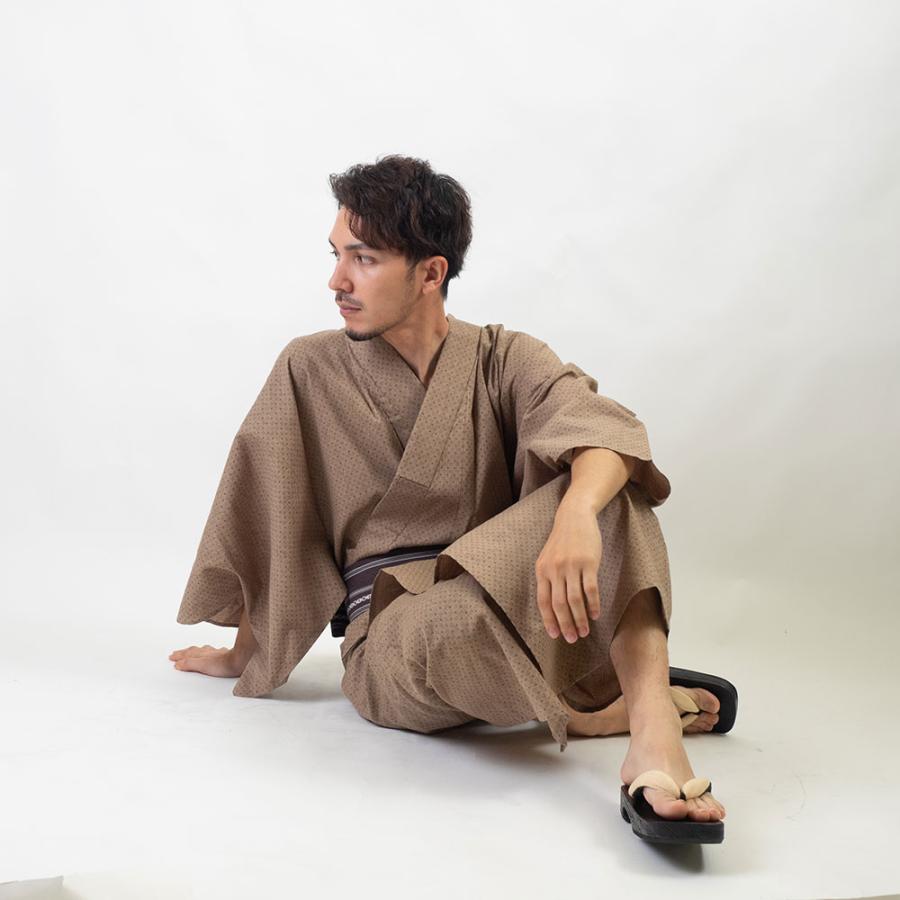 男浴衣セット/浴衣+帯+下駄+腰紐/IKS小絣メンズ浴衣/お仕立て上がり