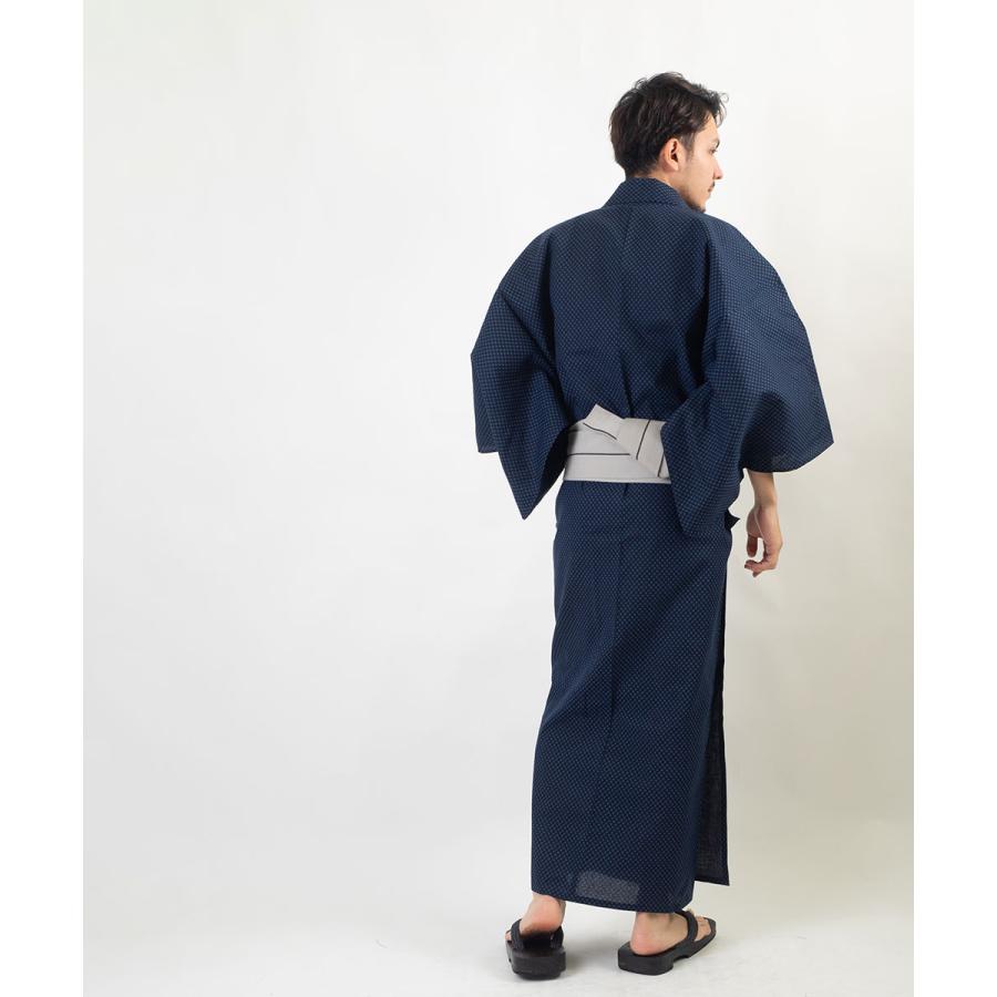 男浴衣セット/浴衣+帯+下駄+腰紐/IKS小絣メンズ浴衣/お仕立て上がり