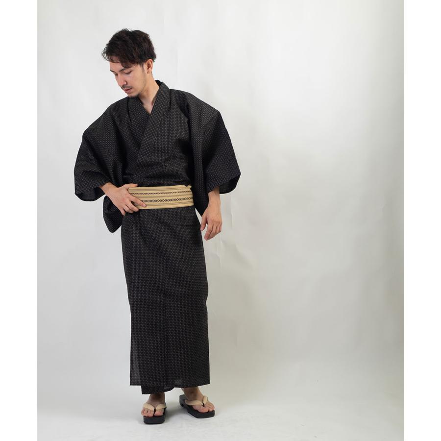 男浴衣セット/浴衣+帯+下駄+腰紐/IKS小絣メンズ浴衣/お仕立て上がり