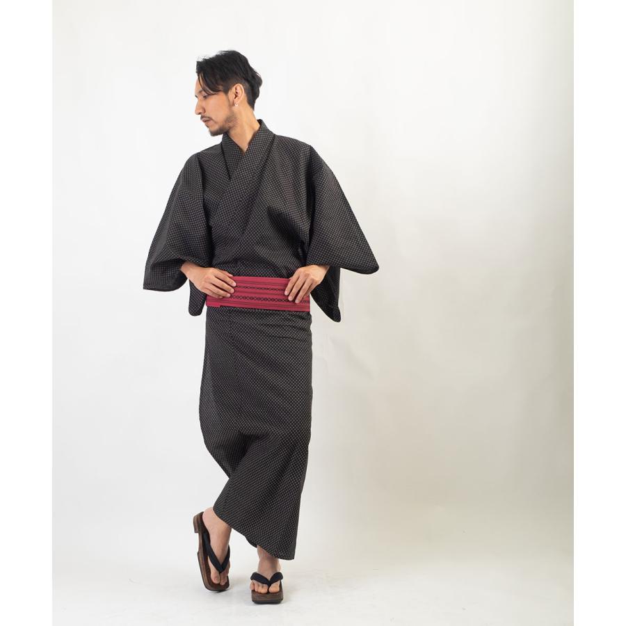 男浴衣セット/浴衣+帯+下駄+腰紐/IKS小絣メンズ浴衣/お仕立て上がり