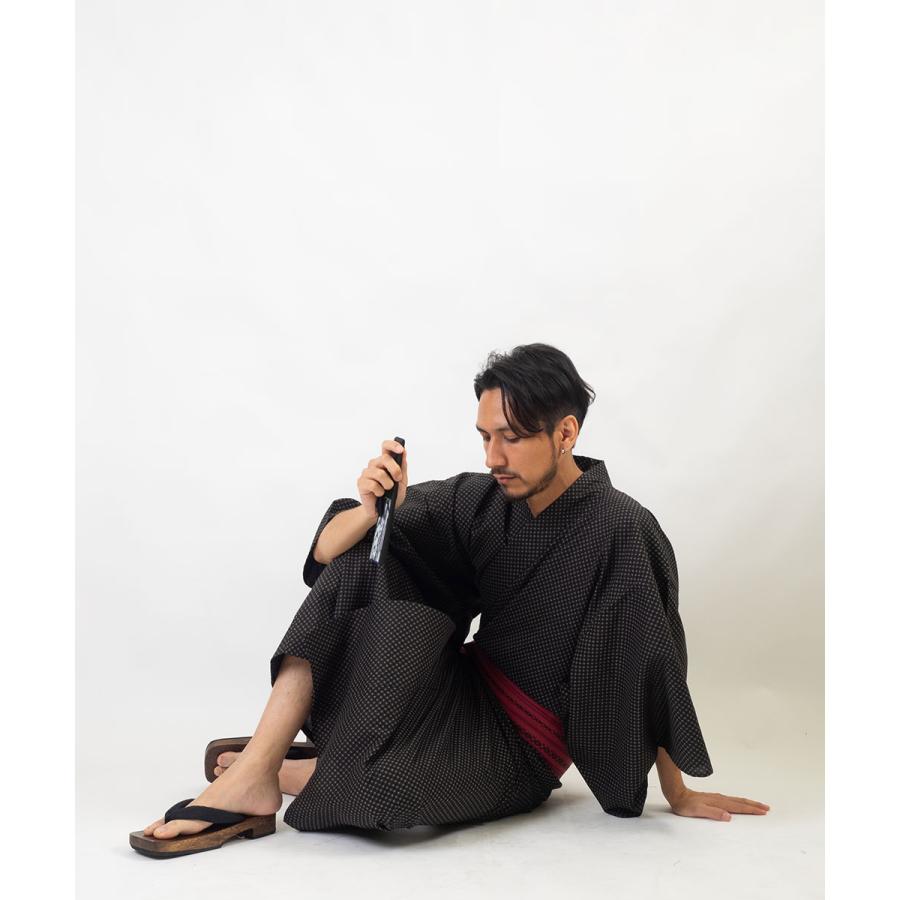 男浴衣セット/浴衣+帯+下駄+腰紐/IKS小絣メンズ浴衣/お仕立て上がり