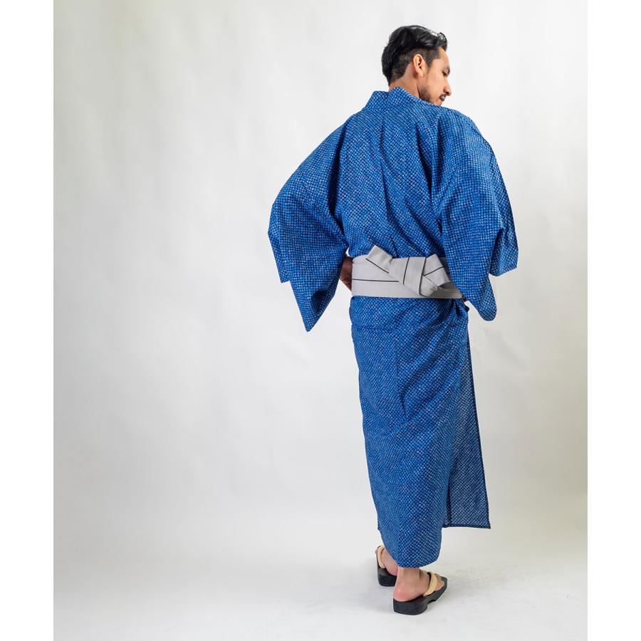 男浴衣セット/浴衣+帯+下駄+腰紐/Ummm.絞り調メンズ浴衣/お仕立て