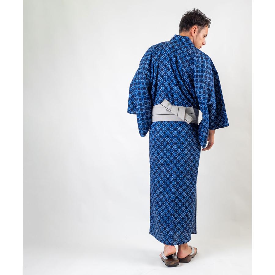 男浴衣セット/浴衣+帯+下駄+腰紐/Ummm.絞り調メンズ浴衣/お仕立て