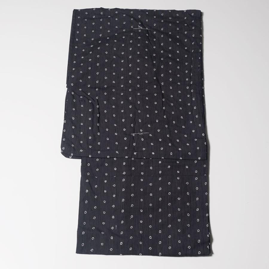 男浴衣セット/浴衣+帯+下駄+腰紐/水玉刺繍縞メンズ浴衣/お仕立て上がり