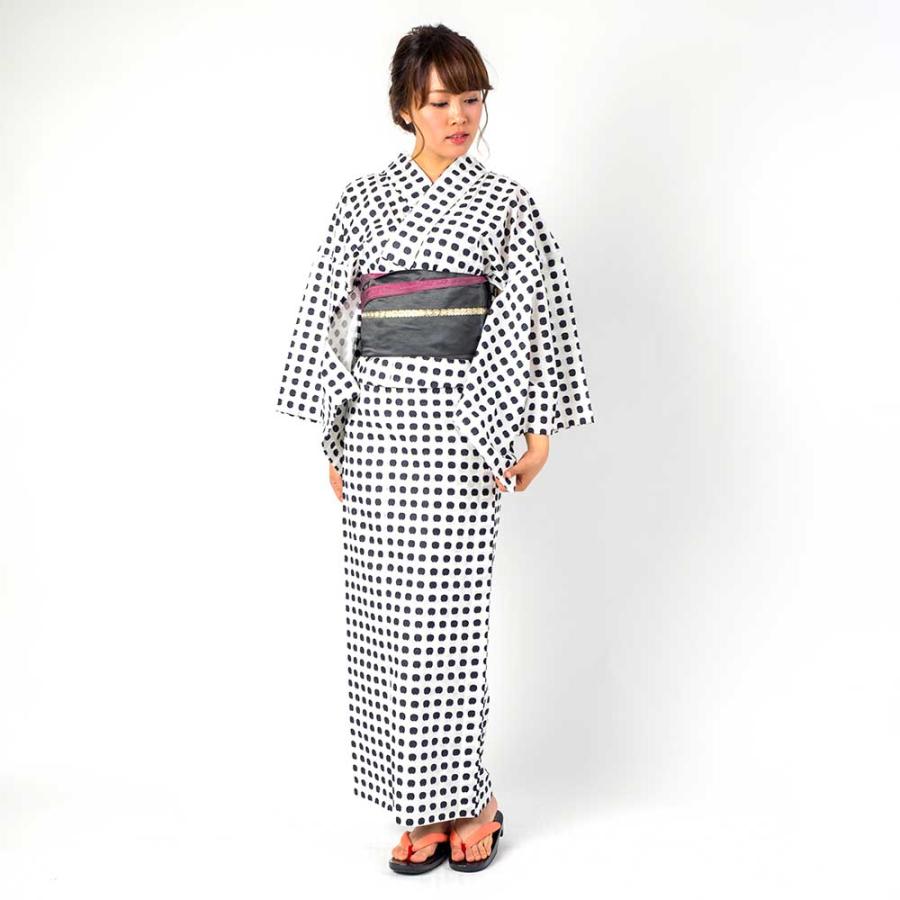 Ummm. 日本製・先染めカットジャガードレディース浴衣 水玉模様