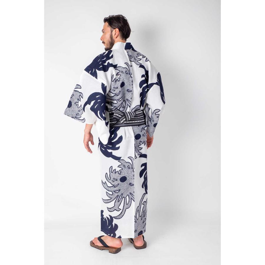 浴衣 メンズ/送料無料/日本製高級生地 男らしい古典柄 伝統的な紺白の