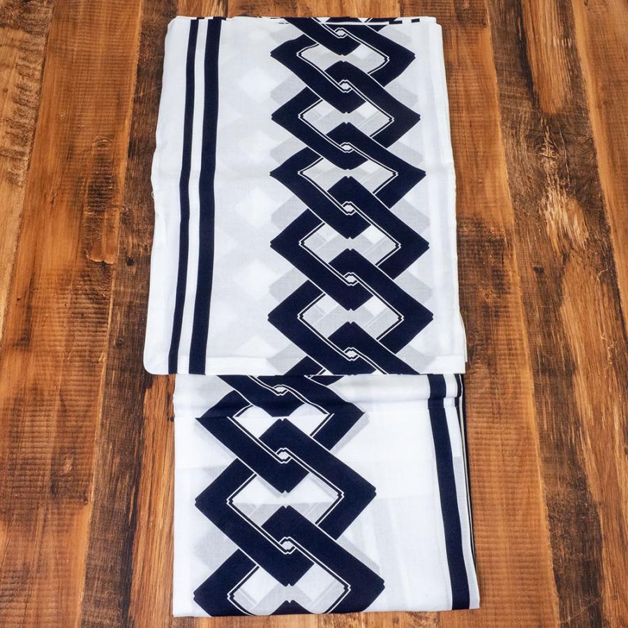 /男浴衣セット/日本製高級生地 男らしい古典柄 伝統的な紺白のゆかた/浴衣+帯+下駄+腰紐/「Ummm.JAPAN BLUE CLASSIC」/廓繋ぎ縞-ホワイト-/ |  | 02