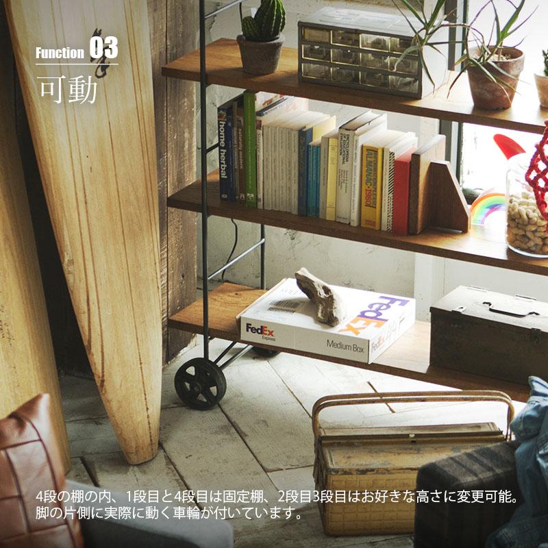 〔受注生産:メーカー直送:代引不可:納期目安1ヶ月程度〕 SWITCH スウィッチ Wheel Shelf ホイール シェルフ / 4段 棚 ラック 店舗什器 書棚 車輪付き 杉無垢材の画像