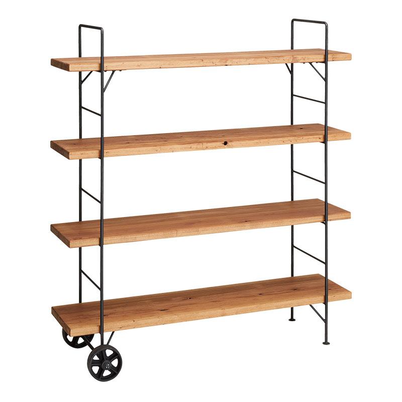 〔受注生産:メーカー直送:代引不可:納期目安1ヶ月程度〕 SWITCH スウィッチ Wheel Shelf ホイール シェルフ / 4段 棚 ラック 店舗什器 書棚 車輪付き 杉無垢材の画像