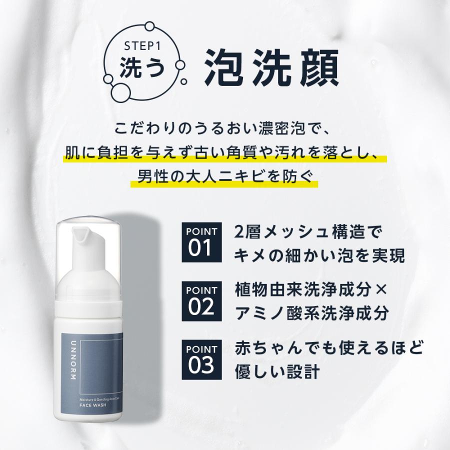 ニキビ トライアルセット スキンケア メンズ 女性 泡 洗顔 化粧水 クリーム 大人 ニキビ跡 トラベル 敏感肌 化粧品 Unnorm アンノルム Unnorm007 Unnormアンノルム公式ショップ 通販 Yahoo ショッピング