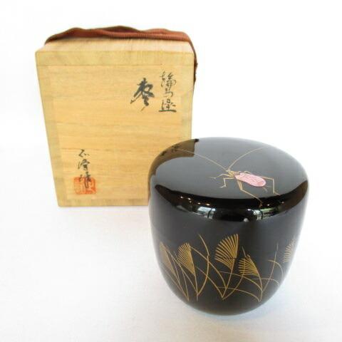 輪島塗 牧野正峰作 鈴虫蒔絵 中棗 木製USED