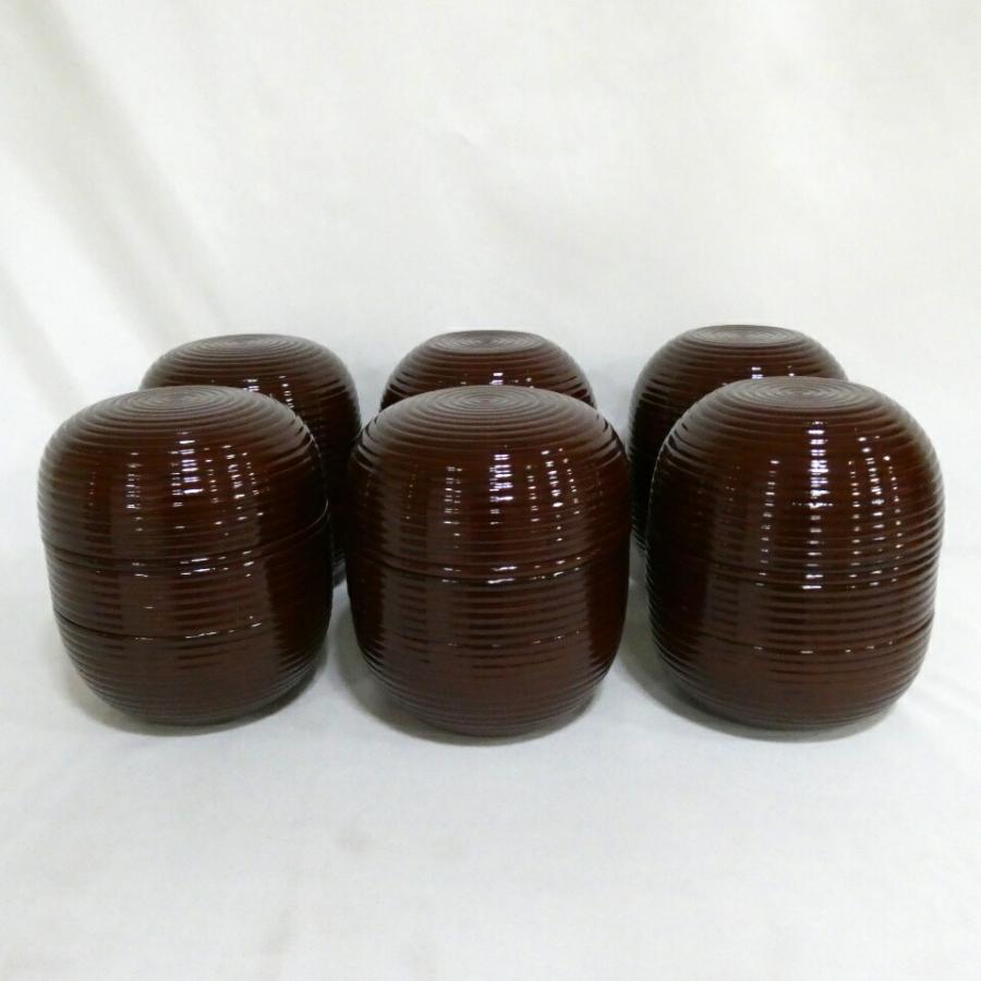 十月の特売品】木製 筋目溜塗 信玄弁当 六客揃 〈送料込〉【中古