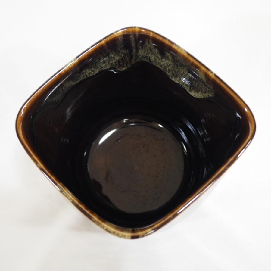 五月の特売品】青柳翠峰作 高取水指 菱形 管耳付 塗蓋 茶道具【中古 美