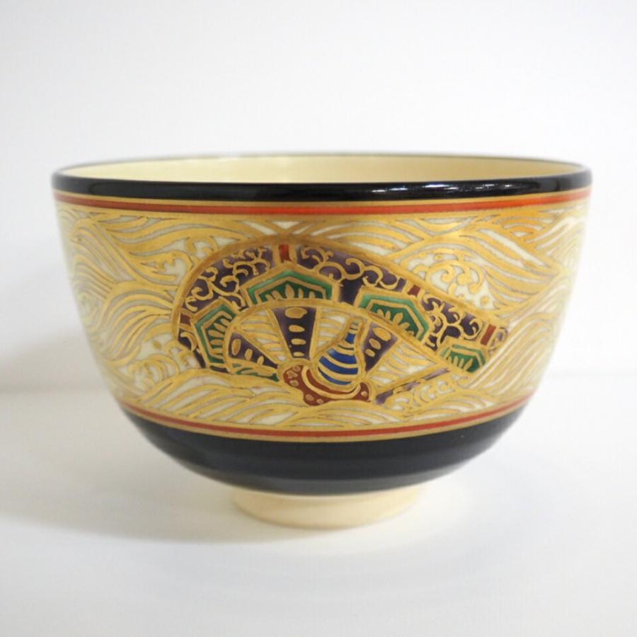 杉田祥平 清閑寺窯 色絵仁清八つ橋茶碗 茶道具 本物保証 【公式通販】