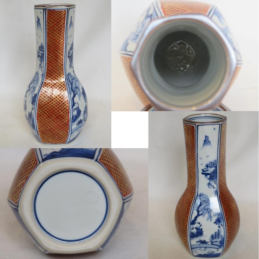 五月◇特売品）平安 手塚祥堂作 染付金襴手 十二角台子皆具