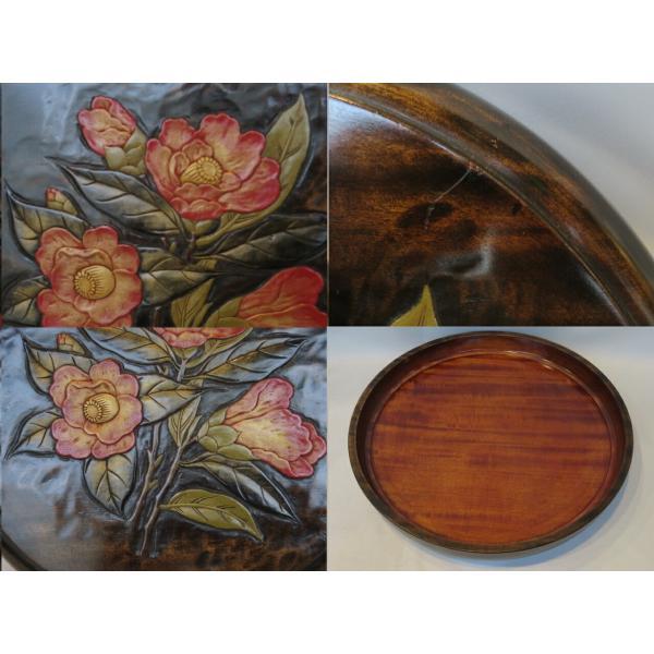 一月◇特売品) 讃岐 彫漆作家 蓮井霞堂作 椿絵 茶櫃(茶びつ 一月◇特売品) 讃岐 彫漆作家 蓮井霞堂作 椿絵 茶櫃(茶びつ