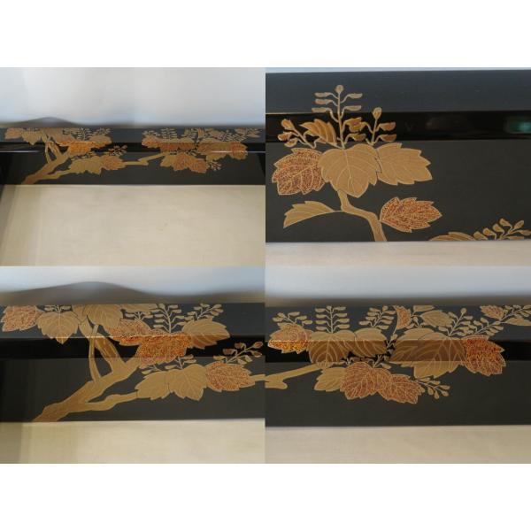 輪島塗信子造　炉縁松柄真塗蒔絵秋　【極上品】囲炉裏、お茶道具／共箱 年末在庫◇特売品）輪島塗 塗師 静峰（大家芳男） 鳳凰蒔絵 炉縁 黒蝋