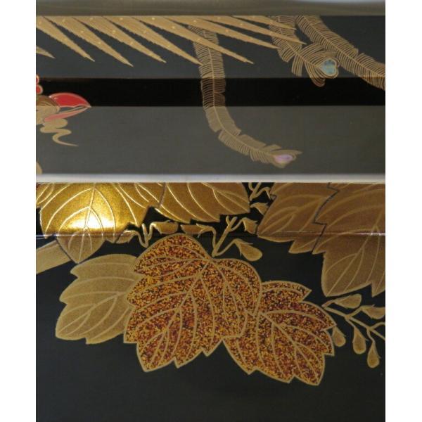 年末在庫◇特売品）輪島塗 塗師 静峰（大家芳男） 鳳凰蒔絵 炉縁 黒蝋
