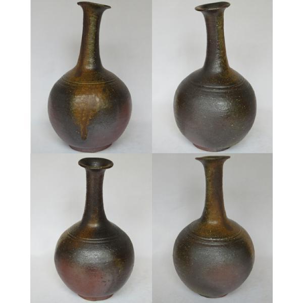九月☆特売品）岡山県備前焼作家 山下譲治作 鶴首花入〔税込・送料込 