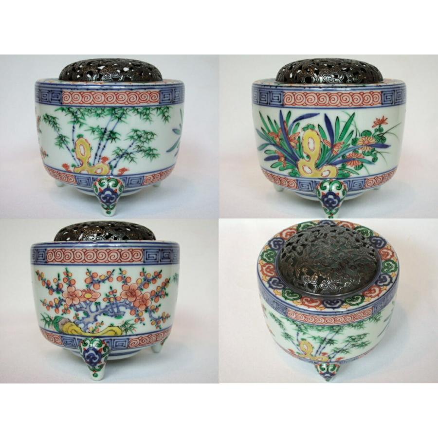 茶道具 巾筒 三浦竹泉 染付筋 巾筒 平安 三浦竹泉造 赤絵 香清文 箸瓶