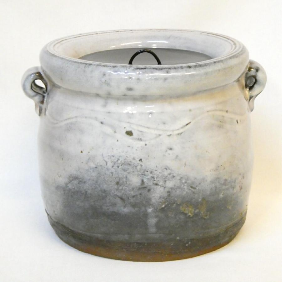 十一月の特売品】県無形文化財 岡田裕作 萩 灰被 水指 塗蓋添え 萩焼