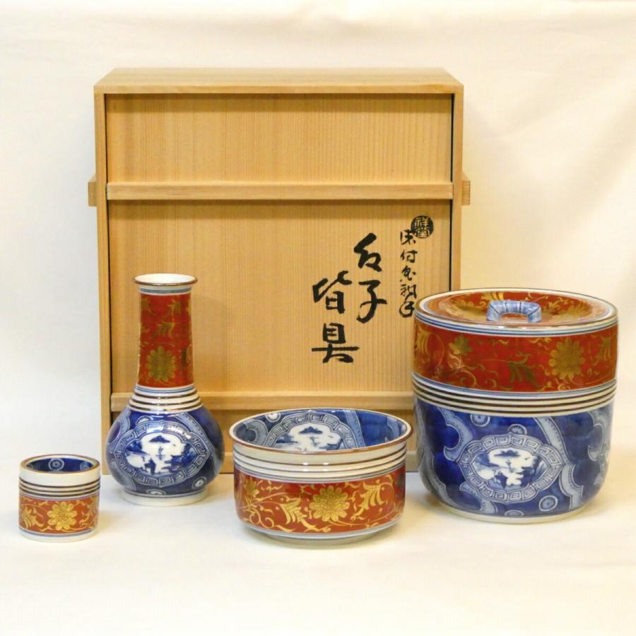 茶道具　台子皆具　手塚祥堂﻿ 十一月の特売品】平安 手塚祥堂作 染付金襴手 唐草文台子皆具 茶道具