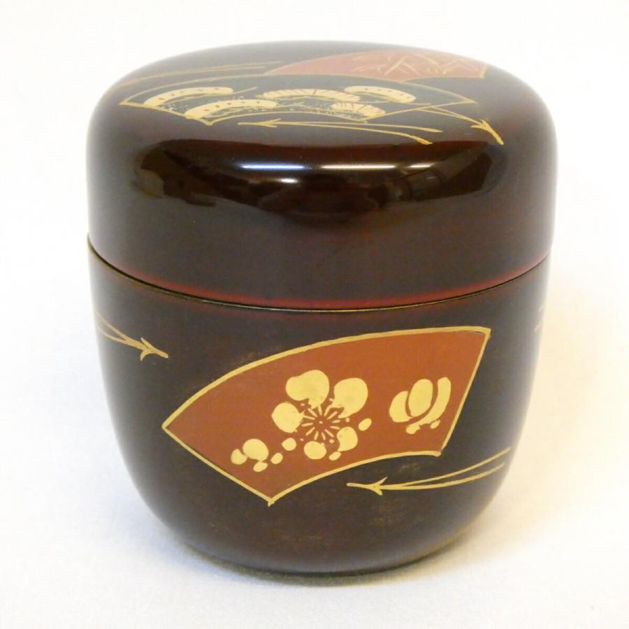 茶道具 扇面蒔絵 棗 金色 五月の特売品】蒔絵師 月峯作 扇面