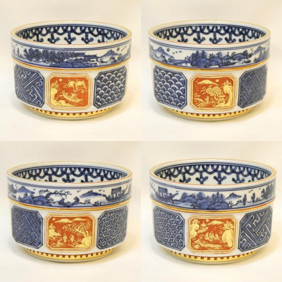 上作】五山窯 林淡幽作 金襴手 帯山水 皆具 染付 高級茶道具 上作】五山窯 林淡幽作 金襴手 帯山水 皆具 染付 高級茶道具
