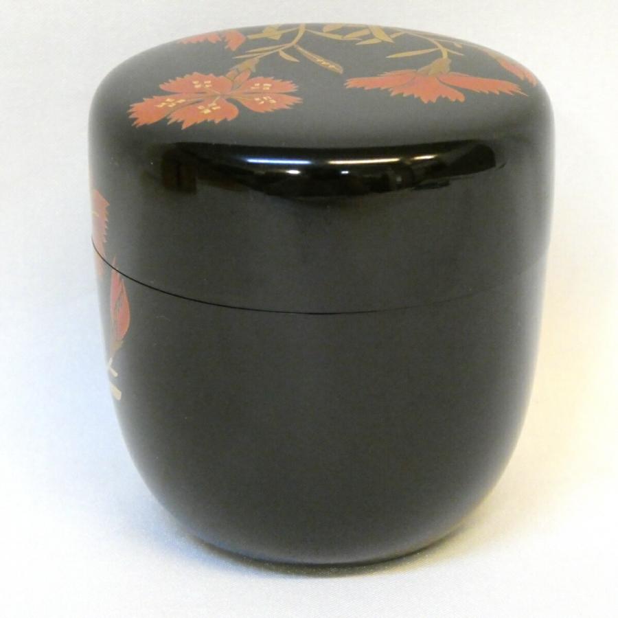 五月の特売品】蒔絵師 今田北仙作 輪島塗 撫子蒔絵 中棗 在銘 茶道具