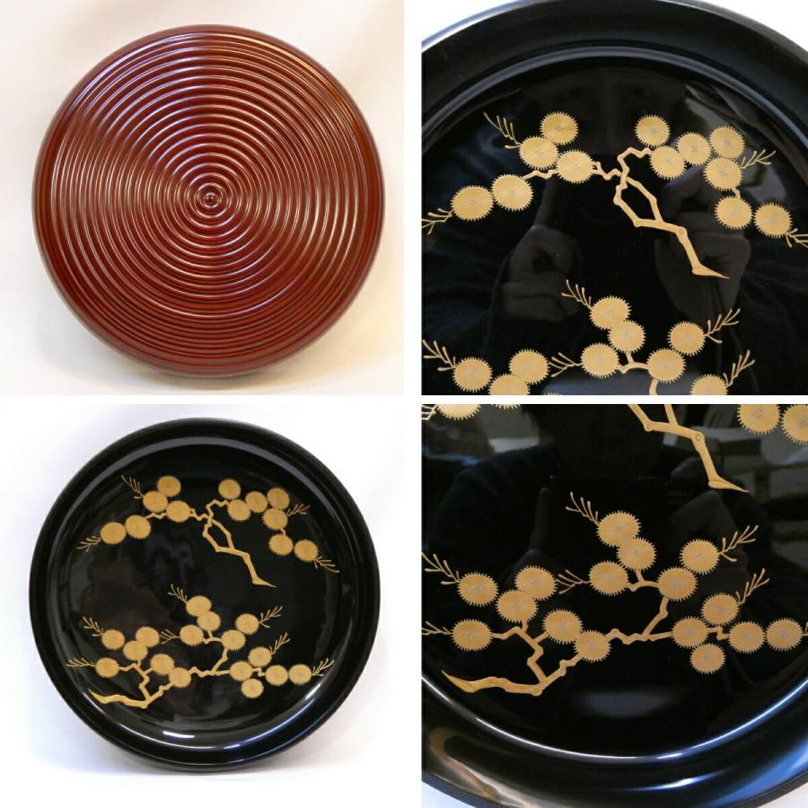 三月の特売品】大阪漆匠 五代 川端近左作 唐松蒔絵 溜ロクロ目 喰籠 