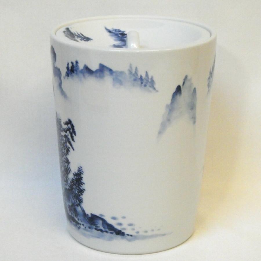 六月の特売品】平安 三代 加藤利昇作 染付 山水 水指 茶道具【中古 美