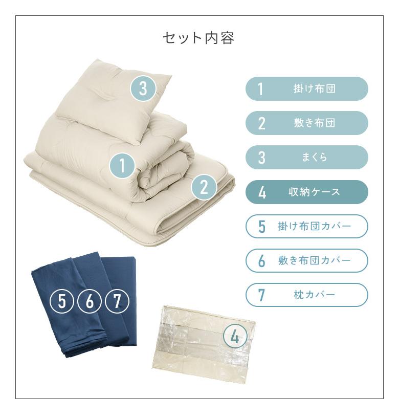 布団セット シングル 布団7点セット 固綿入り三層敷布団 掛け布団 枕 収納ケース 掛け布団カバー 敷き布団カバー 枕カバー | ブランド登録なし | 02