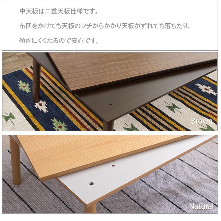 薄型フラットヒーターこたつテーブル 105×75cm こたつ 炬燵 こたつ本体