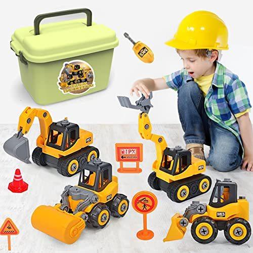 お気にいる 取り外し可能なstem子供用車おもちゃ 建設トラックおもちゃ ブルドーザー 子供用エンジニアリング車両ギフト 掘削機 ロードローラー グラブローダー 着せかえ人形 Medicalvisaperu Com