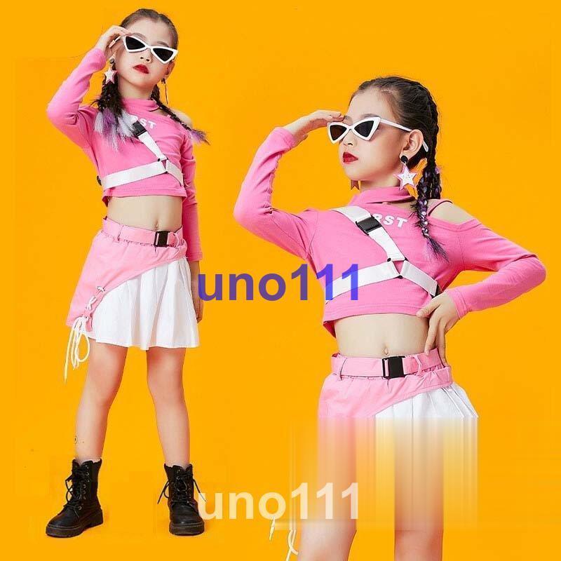 ダンス 衣装 韓国 キッズ チアガール ガールズ ピンク 可愛い トップス 白 スカート セットアップ ジャズダンス ヒップホップ 応援団 Hiphop Kidsware12 Uno 通販 Yahoo ショッピング