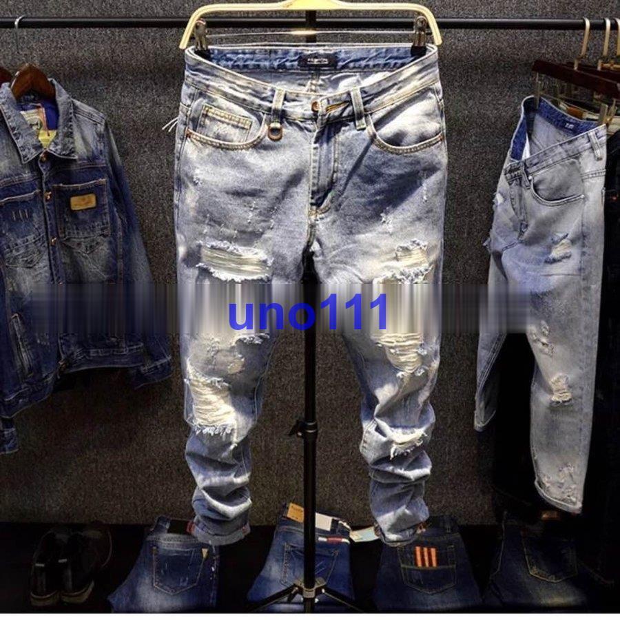 ダメージジーンズ 西海岸風 Mens68xsx47 ダメージジーンズ クラッシュ ダメージジーンズ ダメージジーンズ メンズ 春夏 ボトムス パンツ デニム スキニー パンツ ストリートファッション 西海岸風 Mens68xsx47 Uno