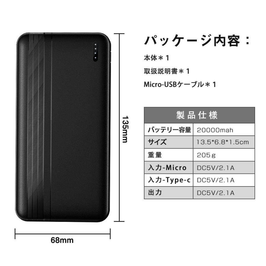 【電熱ベスト充電】モバイルバッテリー スマホ充電器 大容量 20000mAh PSE認証済 残量表示 2台同時充電 携帯 iPhone/iPad/Android 各種対応 送料無料｜unocoline｜13