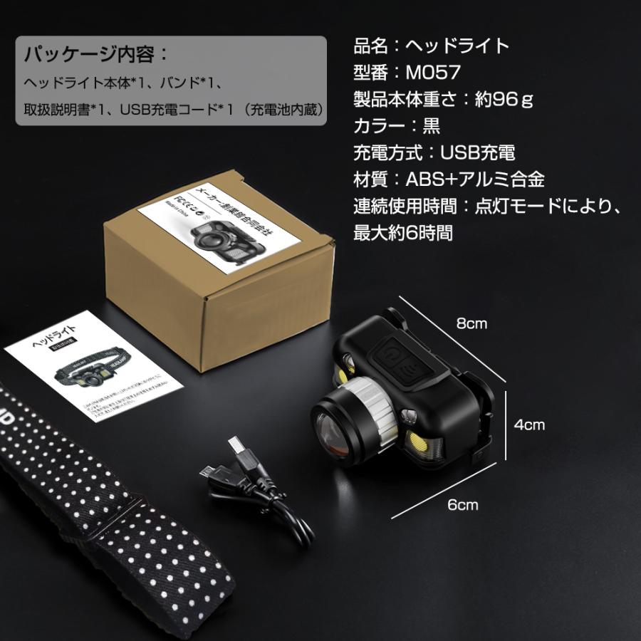 5の日*即納 ヘッドライト 充電式 LED ヘッドランプ センサー ズーム式 