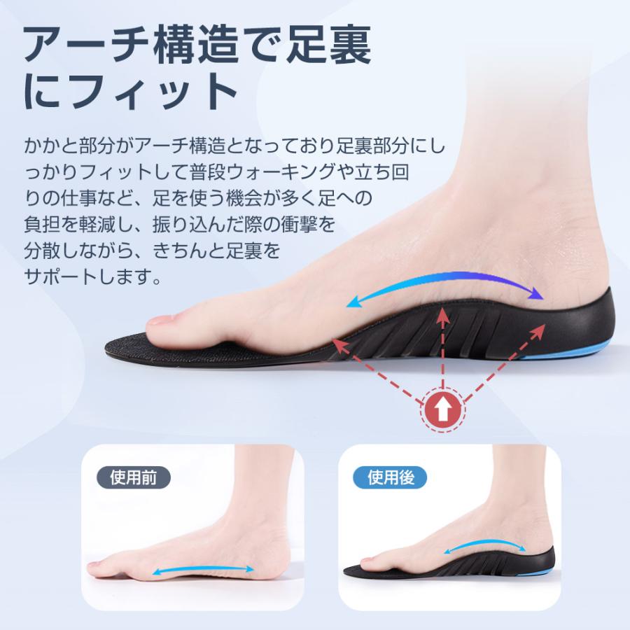 インソール 中敷 アーチサポート 衝撃吸収 土踏まず 反発 防臭通気 クッション 立ち仕事 疲労軽減 スニーカー スポーツ靴 男女兼用 z6 | ブランド登録なし | 03