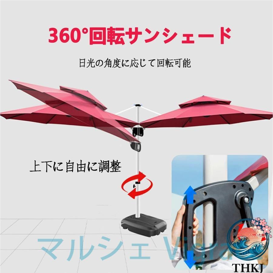 ガーデンパラソル 大型 パラソル (約)直径300cm 折りたたみ アルミ製 ハンギングパラソル 風に強い UVカット 撥水 クランク開閉 高さ調節 角度調整 360°回転 水_2
