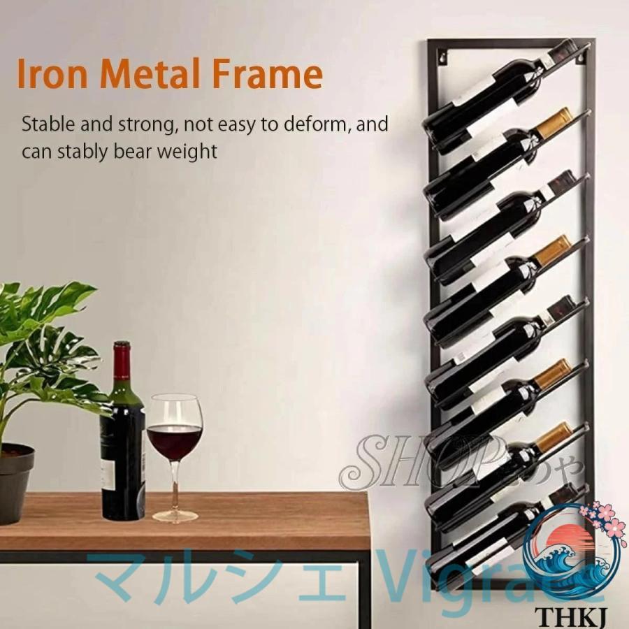 壁掛けアイアンワインラック 工業用金属製吊り下げワインラック 壁掛けワインボトルラック アイアンアート ボトルラック 酒ラック ウイスキー棚 ワイングラス_2